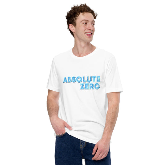Product mockup photo of the Absolute Zero T Shirt (unisex).