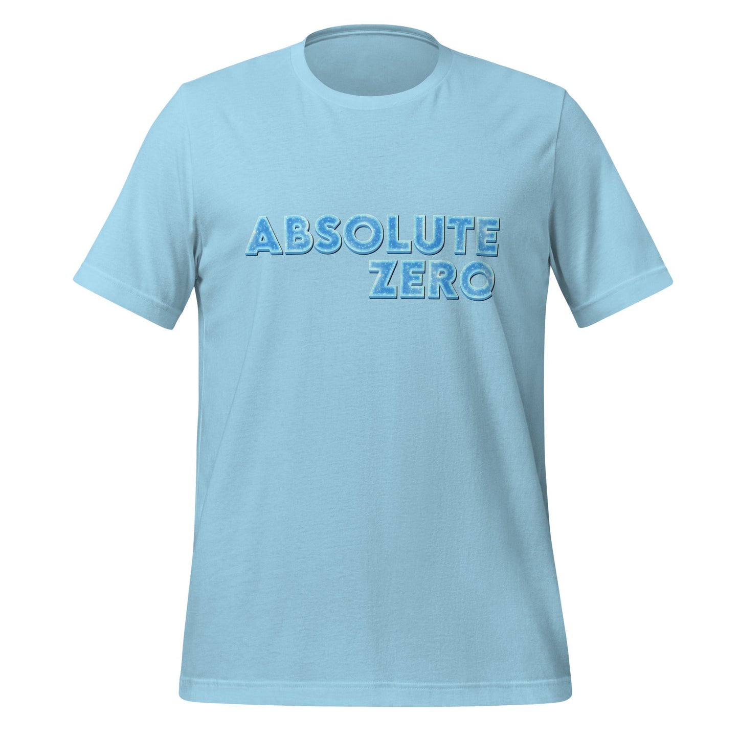 Product mockup photo of the Absolute Zero T Shirt (unisex) Ocean Blue / M.