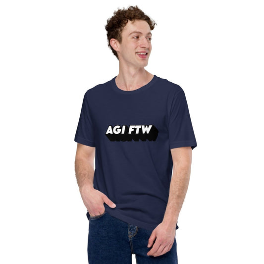Product mockup photo of the AGI FTW T Shirt (unisex).