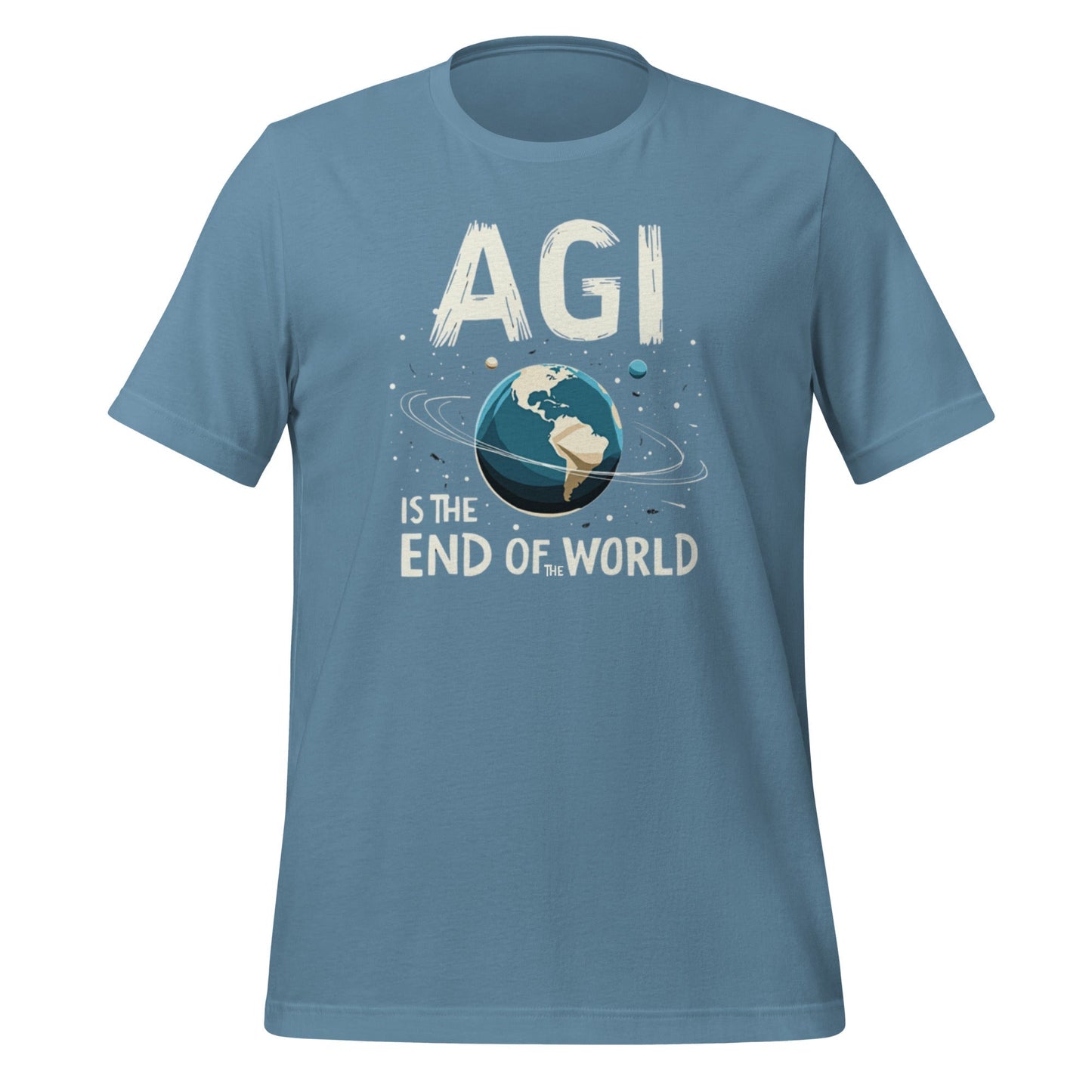 Image of the AGI is the End of the World T-Shirt (unisex) Steel Blue / M.