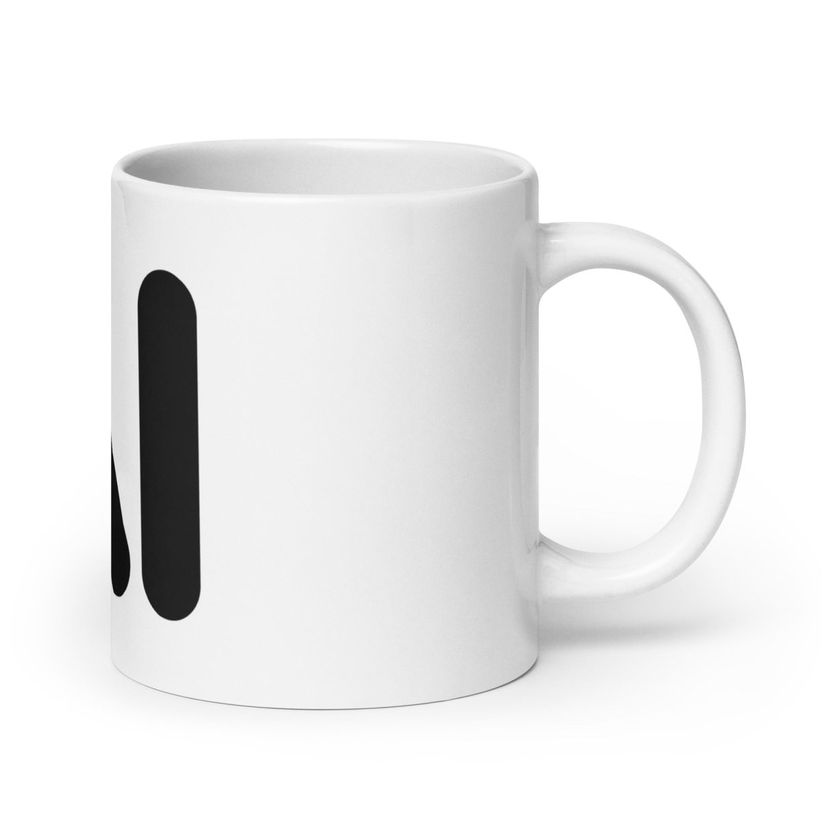 Image of the AI Black Logo on White Glossy Mug.