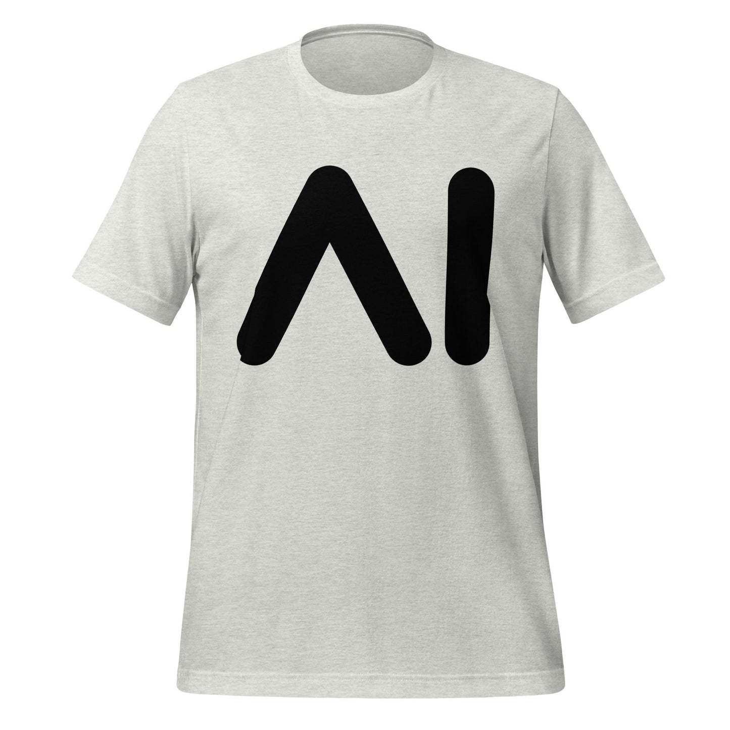 Product mockup photo of the AI Black Logo T Shirt (unisex) Ash / M.