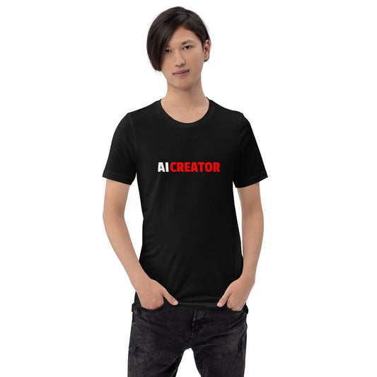 Product mockup photo of the AI CREATOR T Shirt (unisex).