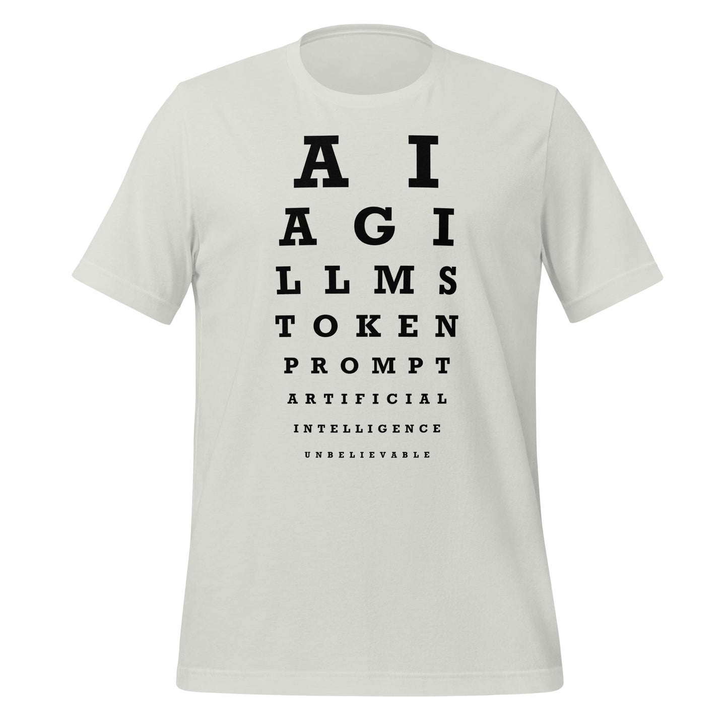 Image of the AI Eye Sight Test T-Shirt (unisex) Silver / M.