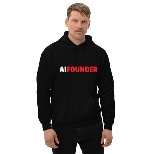 Product mockup photo of the AI FOUNDER Hoodie (unisex).