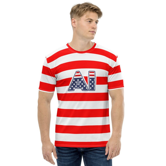 Product mockup photo of the AI Stars and Stripes T Shirt 2 (men).