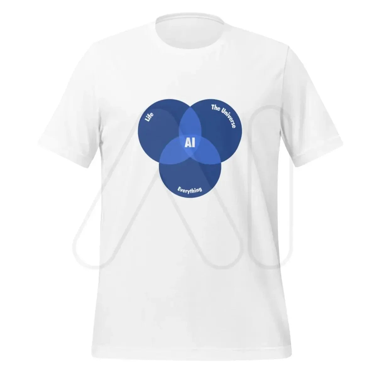 Product mockup photo of the AI Venn Diagram T Shirt (unisex) White / M.