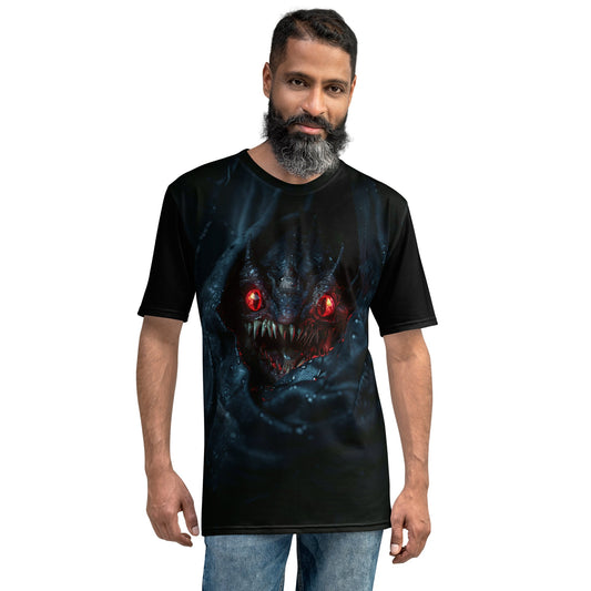 Product mockup photo of the Alien Escape from Chest T Shirt 2 (men).