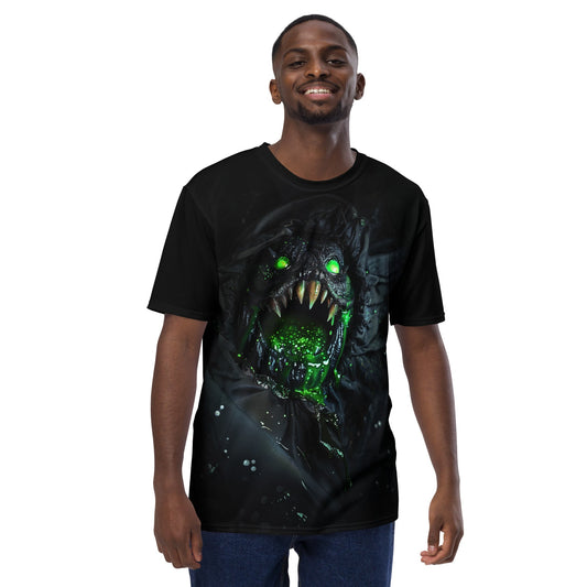 Product mockup photo of the Alien Escape from Chest T Shirt (men).