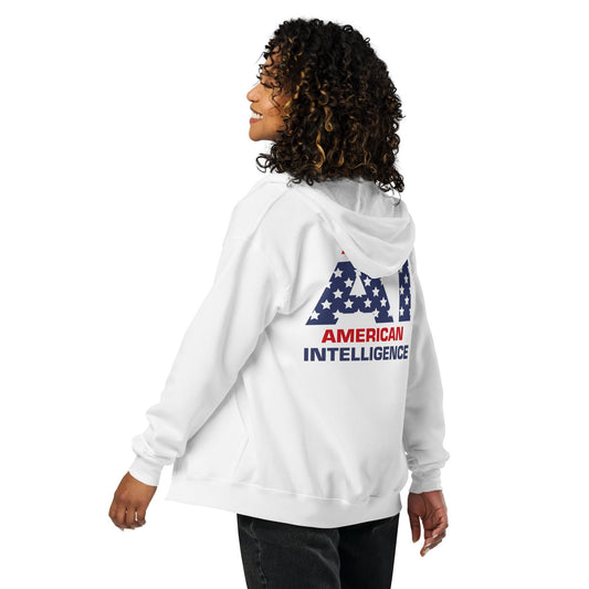 Image of the Front & Back American Intelligence Zip Hoodie (unisex).