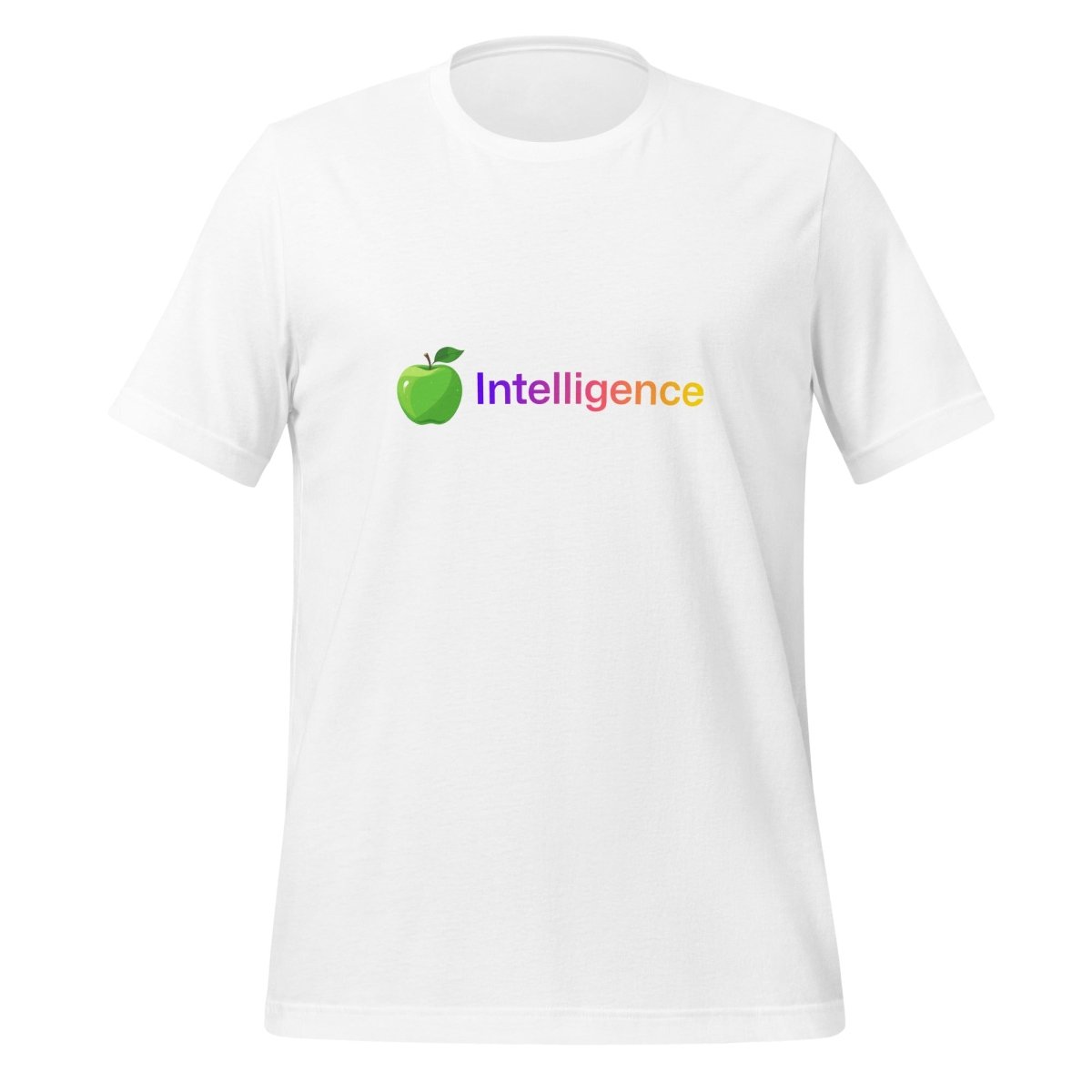 Product mockup photo of the Apple + Intelligence T Shirt (unisex) White / M.