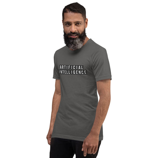 Product mockup photo of the ARTIFICIAL INTELLIGENCE T Shirt (unisex).