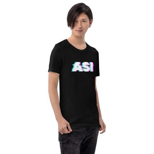 Product mockup photo of the ASI Glitch T Shirt (unisex).