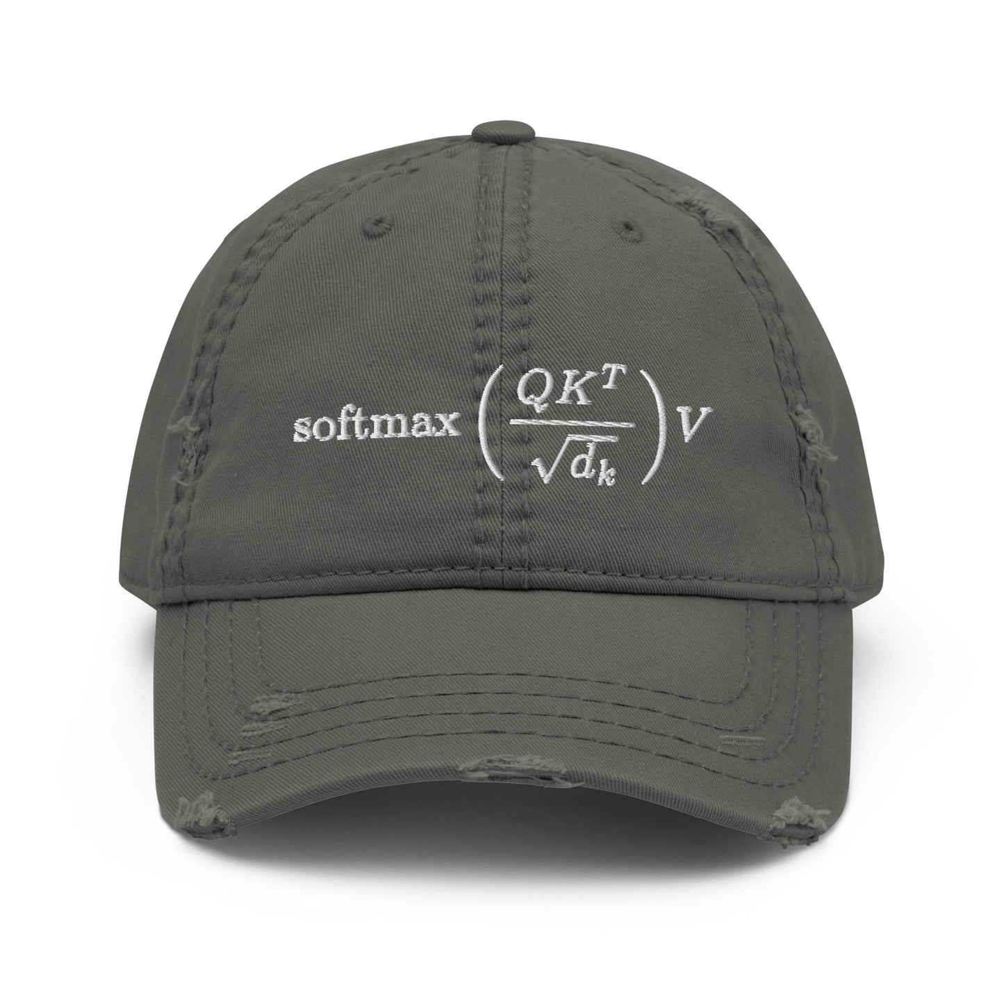 Image of the Attention is All You Need Distressed Cap Charcoal Grey.