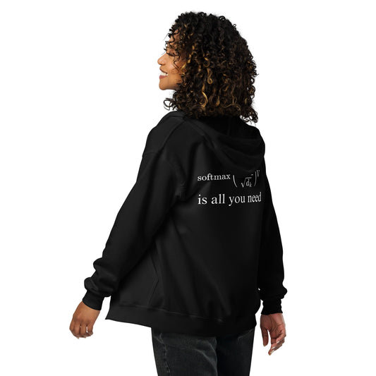 Image of the Front & Back Attention is All You Need Zip Hoodie (unisex).