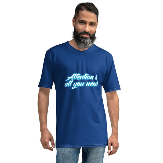 Product mockup photo of the Attention is all you need Neon T Shirt (men).