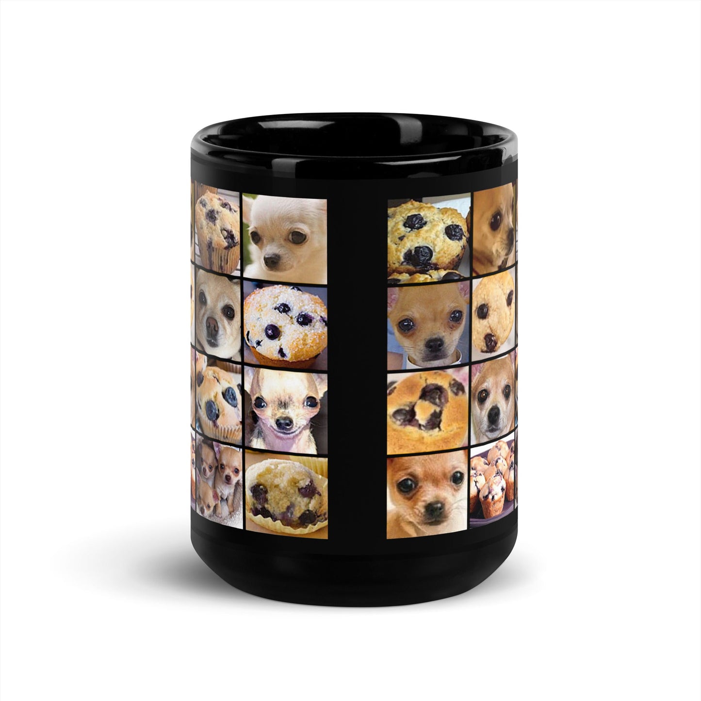 Image of the Black Is it a Blueberry Muffin or is it a Chihuahua? Mug.
