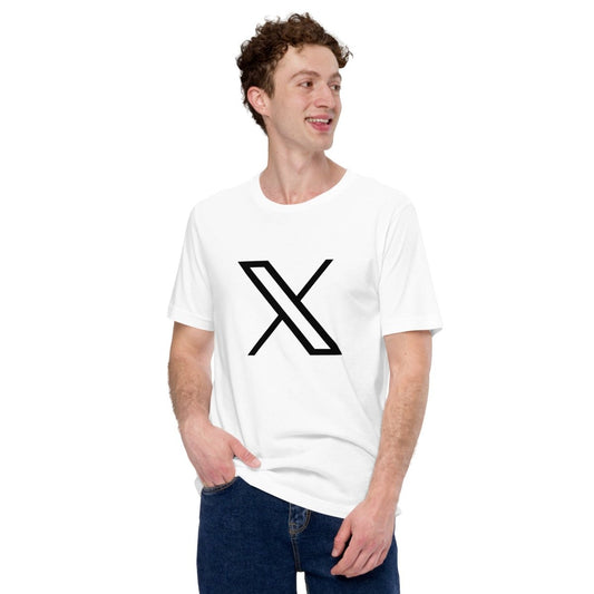 Product mockup photo of the Black Twitter X Logo T Shirt (unisex).