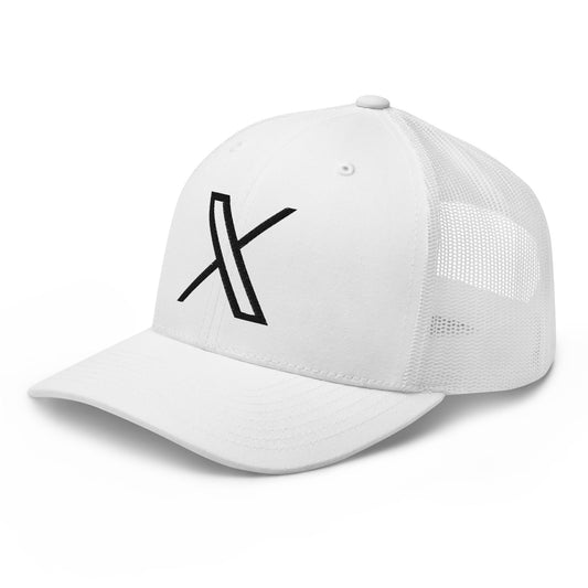 Image of the Black Twitter X Logo Trucker Cap.