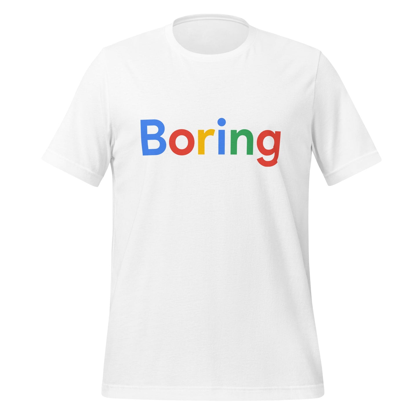 Product mockup photo of the Boring Search Logo T Shirt (unisex) White / M.