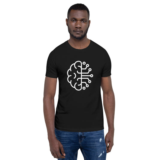 Mockup image of the Brain Computer T Shirt (unisex).