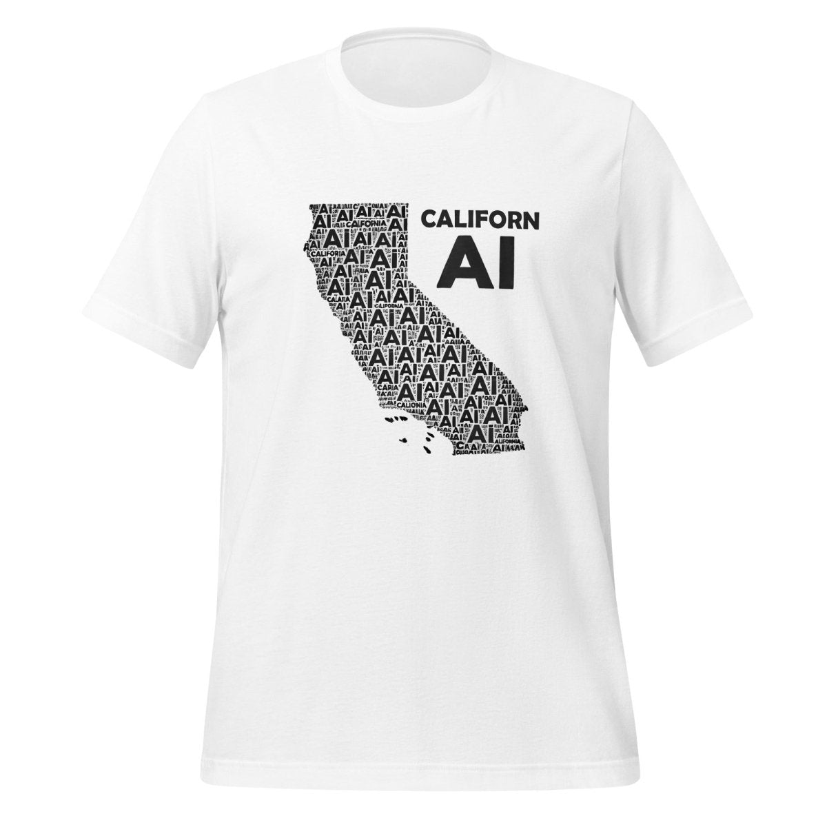 Product mockup photo of the CalifornAI T Shirt (unisex) White / M.