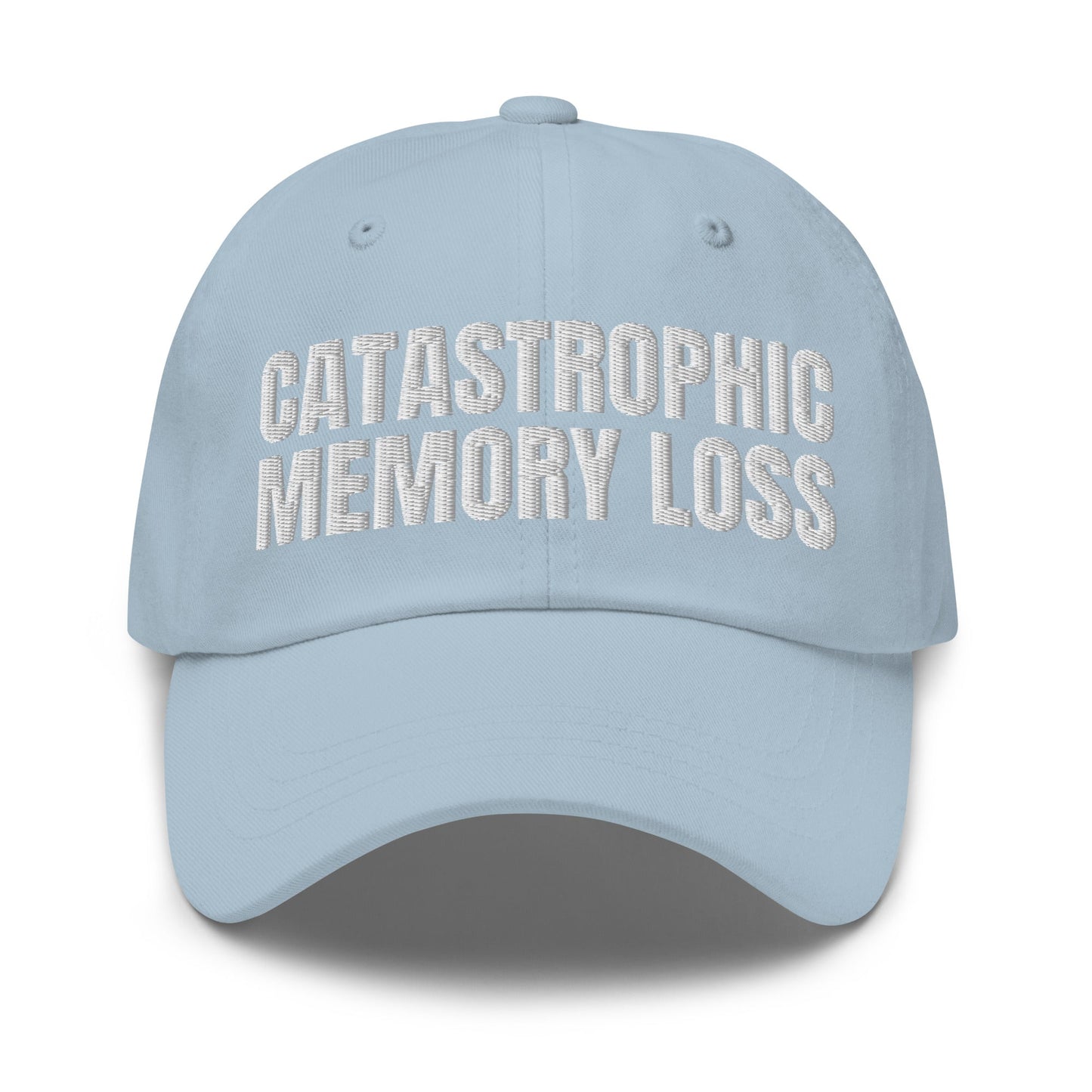 Image of the Catastrophic Memory Loss Cap Light Blue.