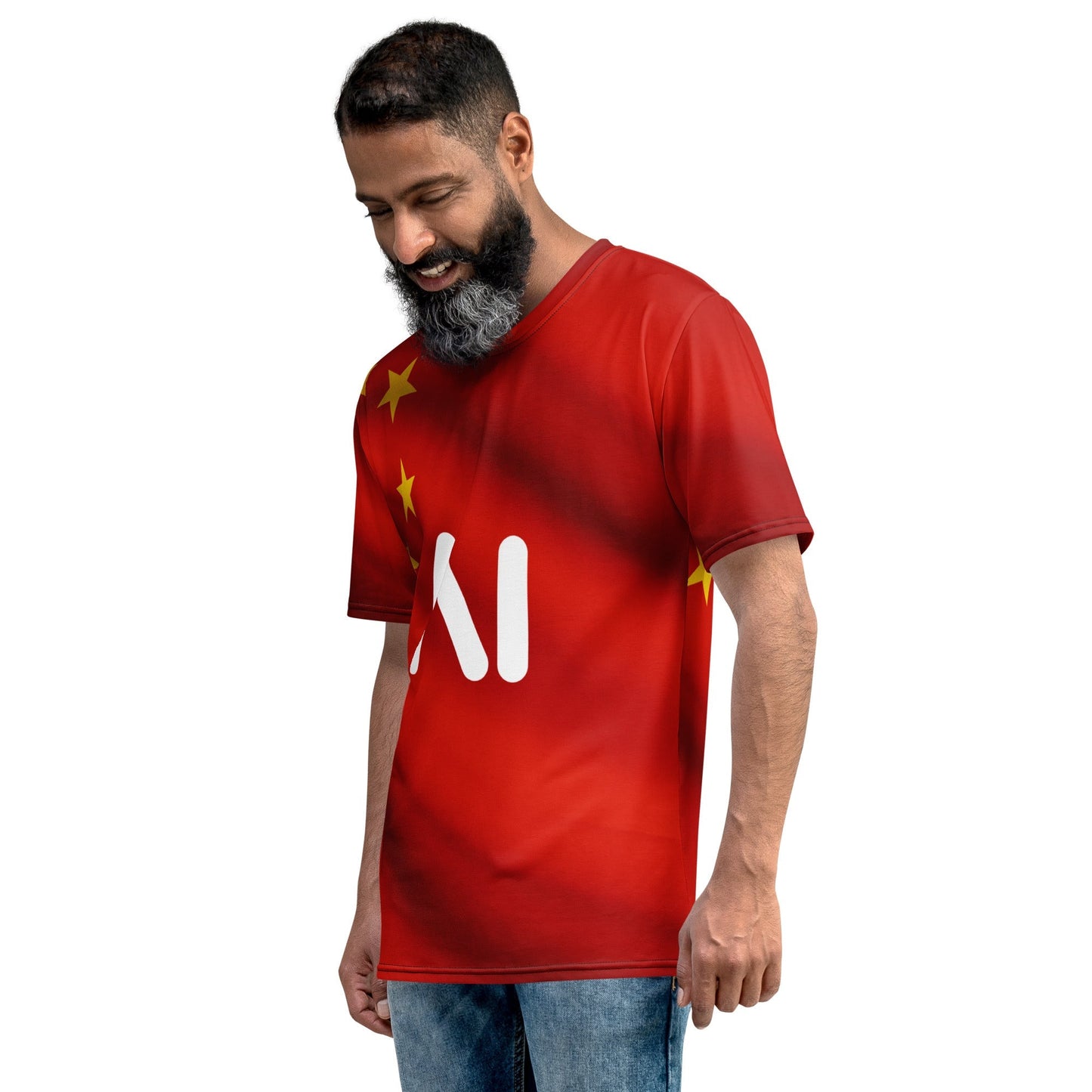Product mockup photo of the China AI Logo T Shirt (men).