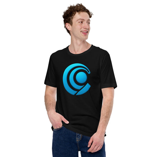 Product mockup photo of the Chromified Comet T Shirt (unisex).