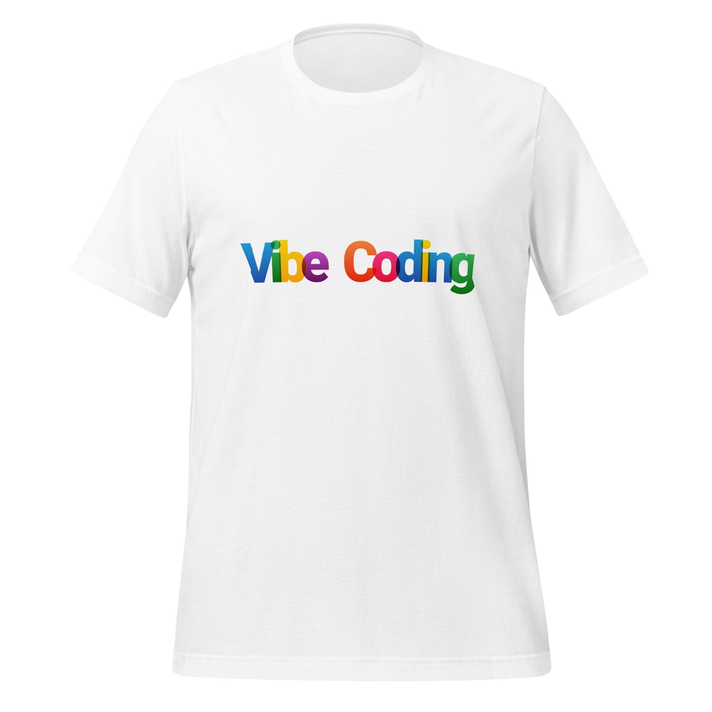 Product mockup photo of the Colorful Vibe Coding T Shirt (unisex) White / M.