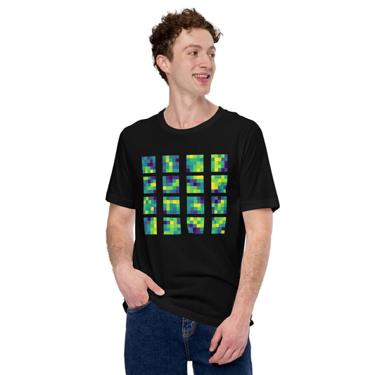 Mockup image of the Convolutional Neural Network (CNN) Filters T Shirt (unisex).