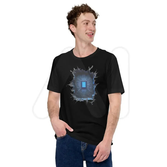 Product mockup photo of the CPU Heart T Shirt (unisex).
