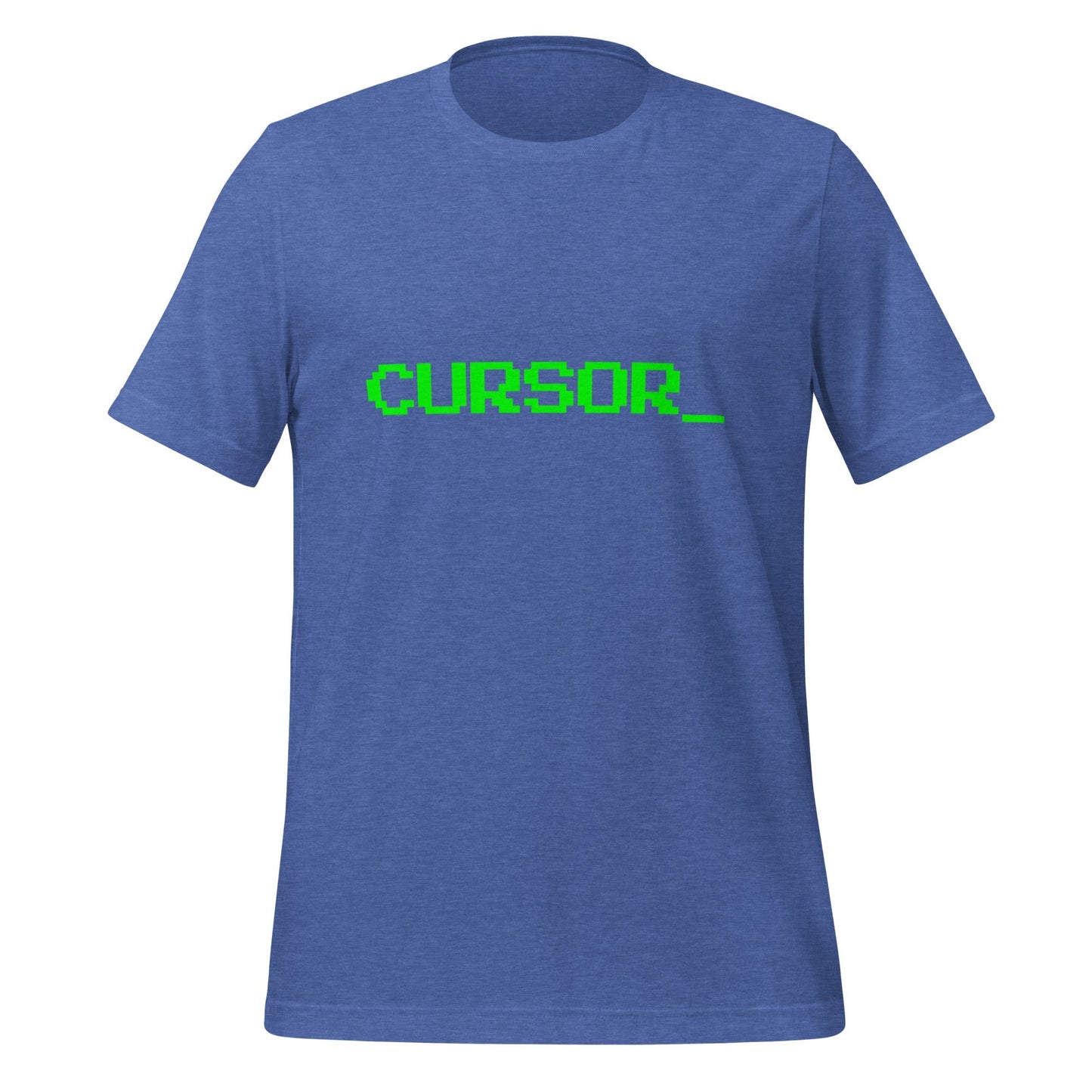 Product mockup photo of the Cursor Underscore T Shirt (unisex) Heather True Royal / M.