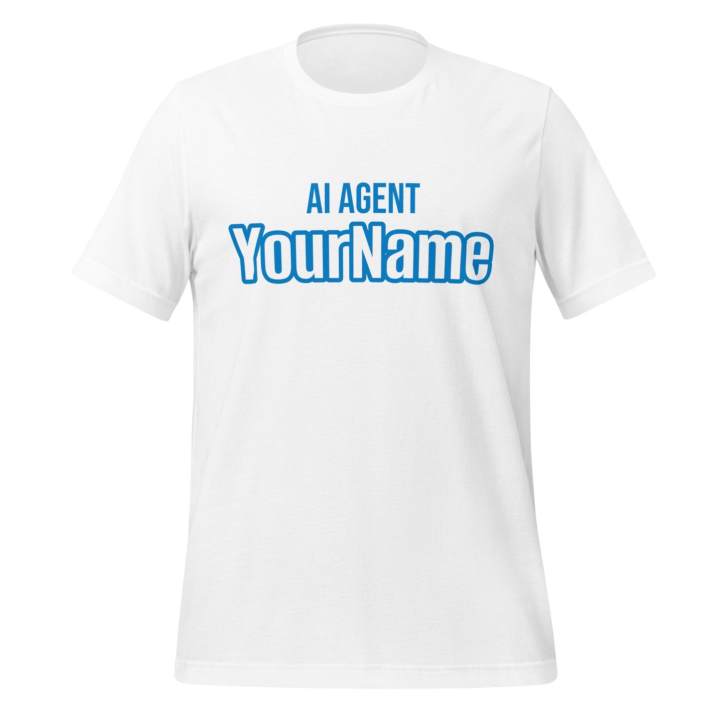 Product mockup photo of the Custom AI Agent T Shirt (unisex) White / XS.