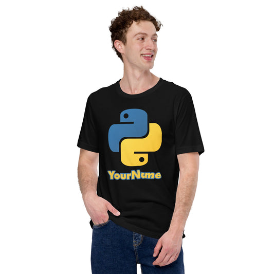 Product mockup photo of the Custom Python T Shirt (unisex).