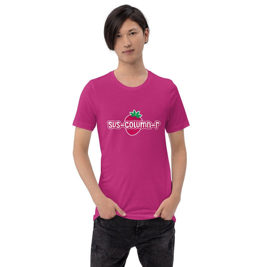Product mockup photo of the Cute sus column r Strawberry T Shirt (unisex).