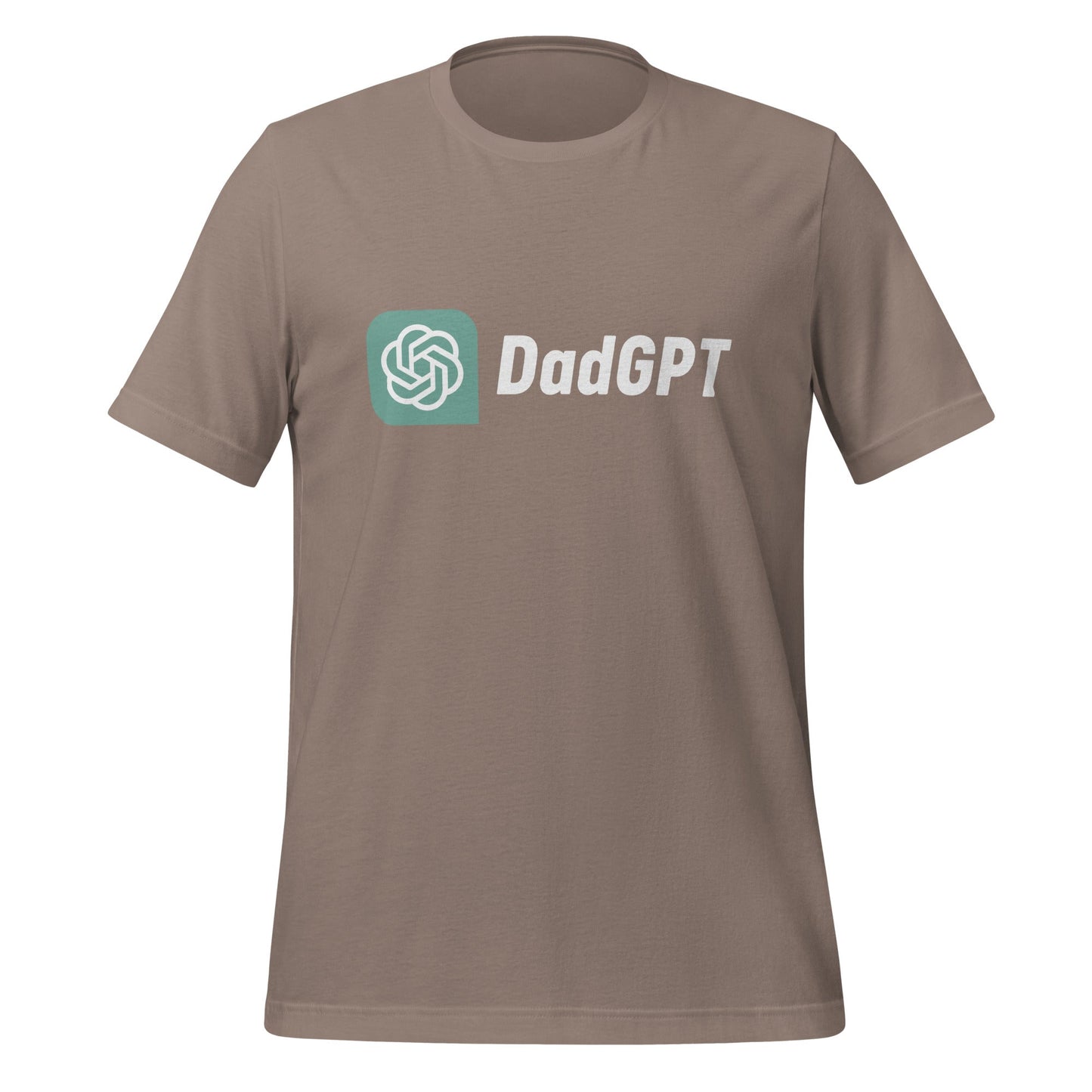 Product mockup photo of the DadGPT T Shirt 5 (unisex) Pebble / M.
