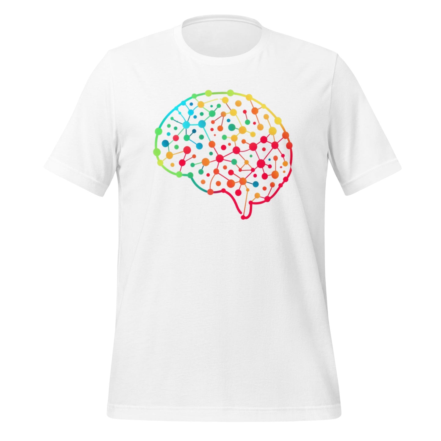 Product mockup photo of the DALL E Neural Network Brain T Shirt (unisex) White / M.