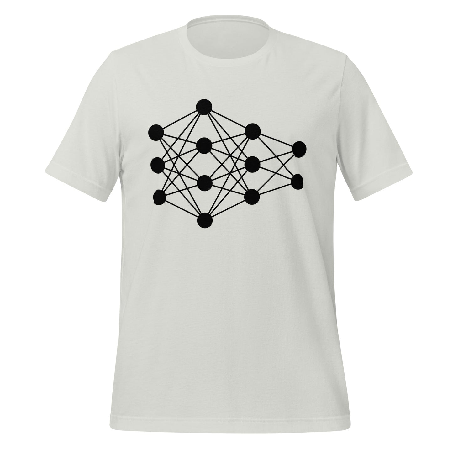 Product mockup photo of the Deep Neural Network T Shirt 6 (unisex) Silver / M.