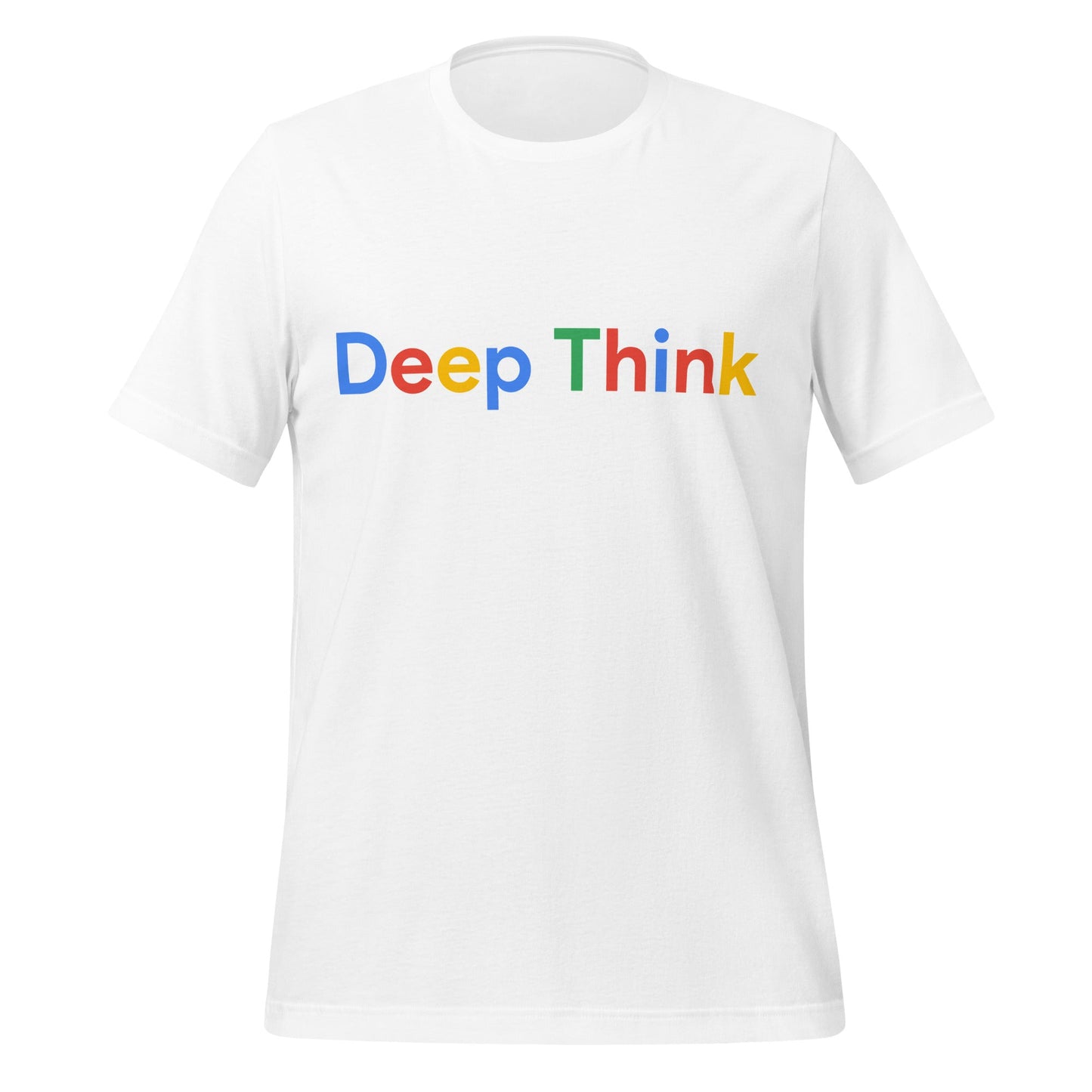 Product mockup photo of the Deep Think Search Logo T Shirt (unisex) White / M.