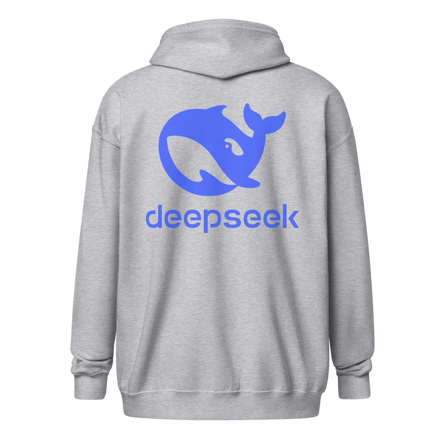 Image of the Front & Back DeepSeek Zip Hoodie (unisex).