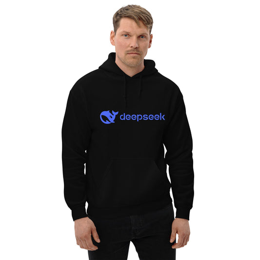 Product mockup photo of the DeepSeek Logo Hoodie (unisex).