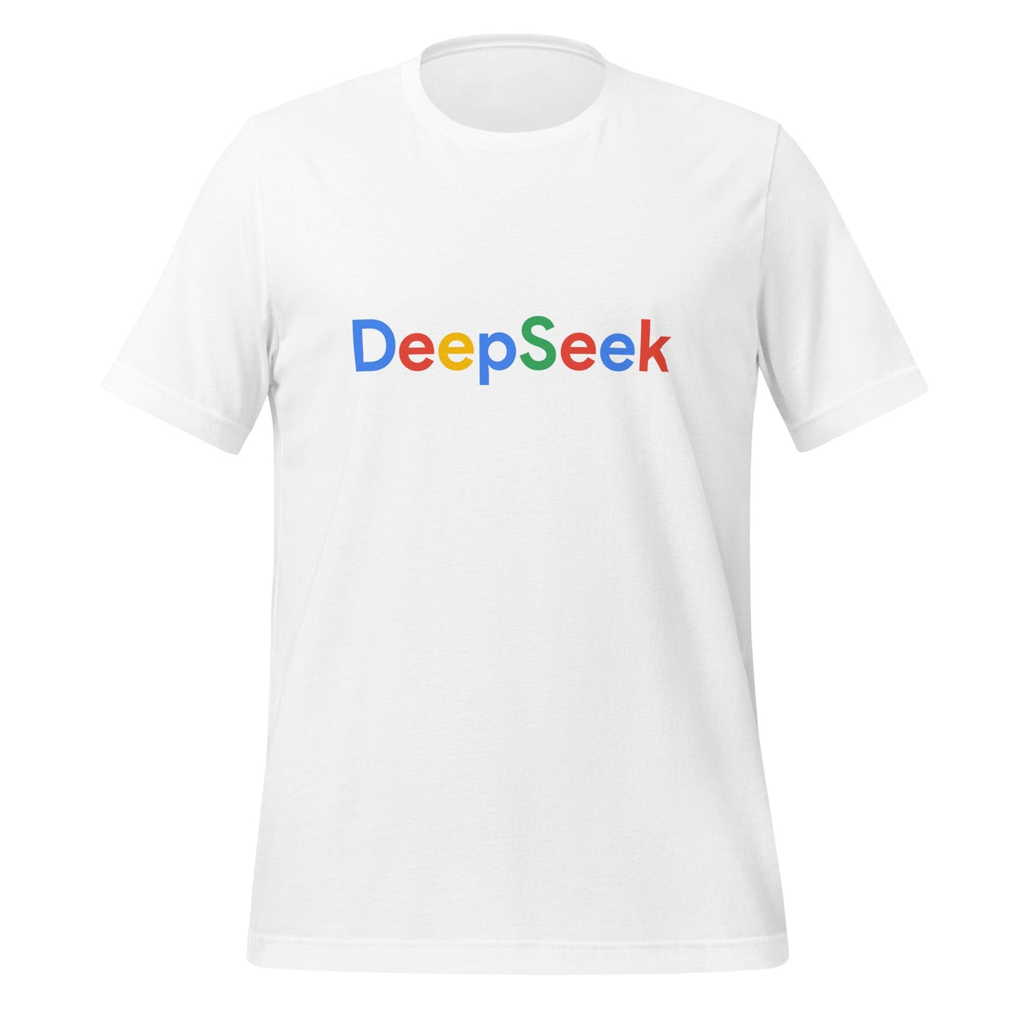 Product mockup photo of the DeepSeek Search Logo T Shirt (unisex) White / M.