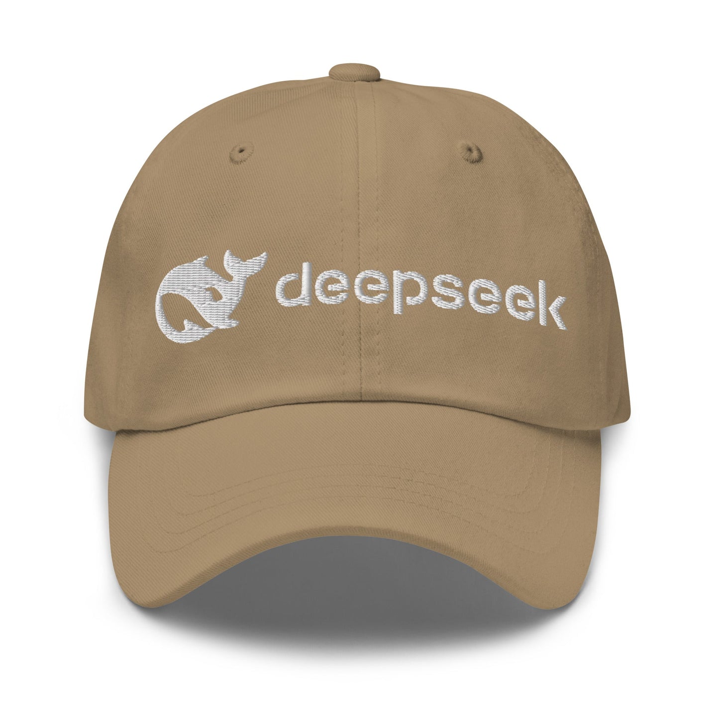 Image of the DeepSeek White Logo Cap Khaki.