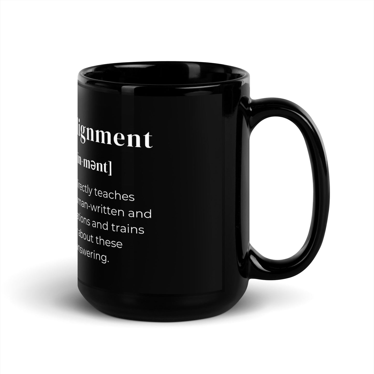 Image of the Definition of Deliberative Alignment Black Glossy Mug.