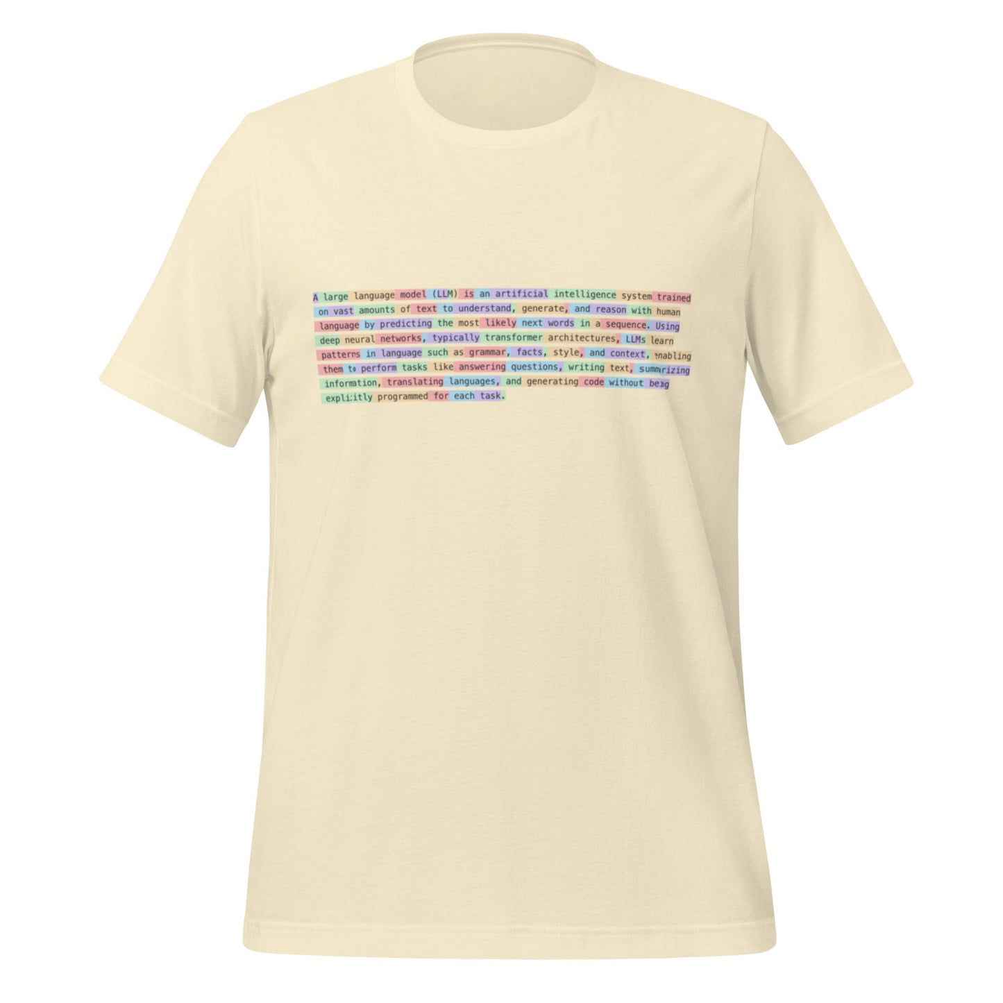 Image of the Definition of Large Language Model (LLM) Tokenized T-Shirt (unisex) Natural / XS.