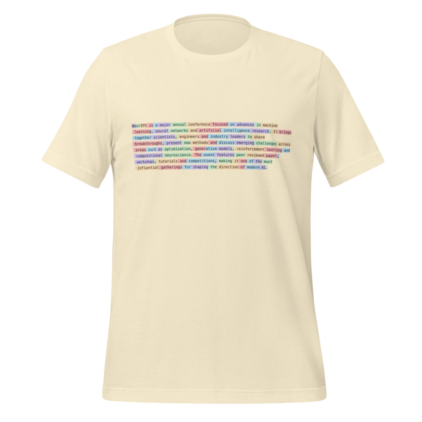 Image of the Definition of NeurIPS Tokenized T-Shirt (unisex) Natural / XS.