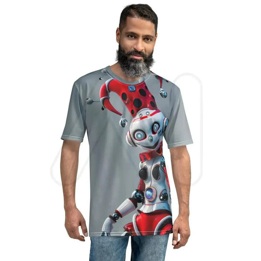 Product mockup photo of the Entertainment Robot Hero T Shirt (men).