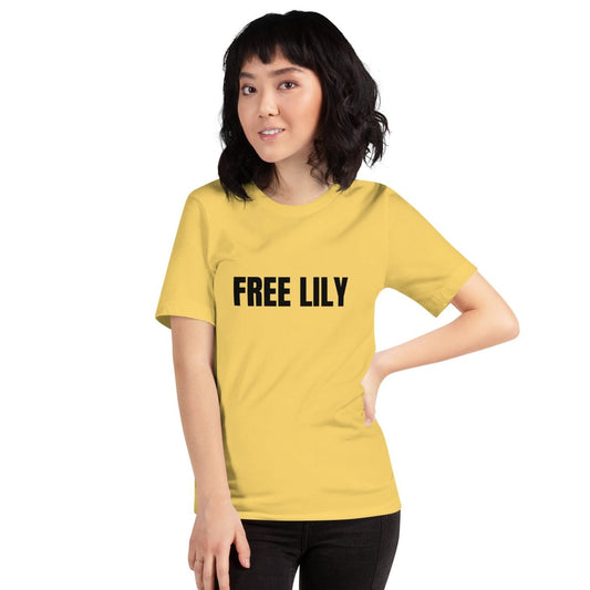 Product mockup photo of the Free Lily GPT 5 T Shirt (unisex).