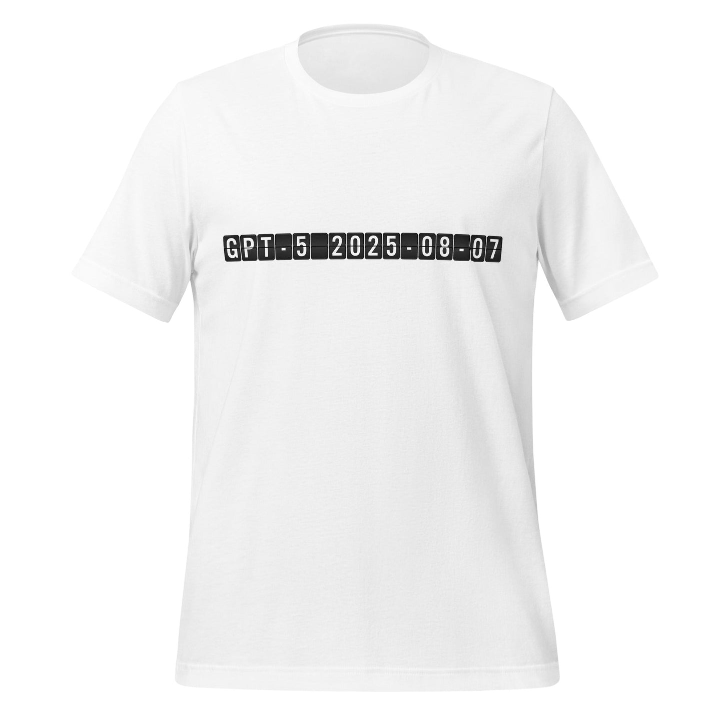 Product mockup photo of the GPT 5 Arrival T Shirt (unisex) White / M.